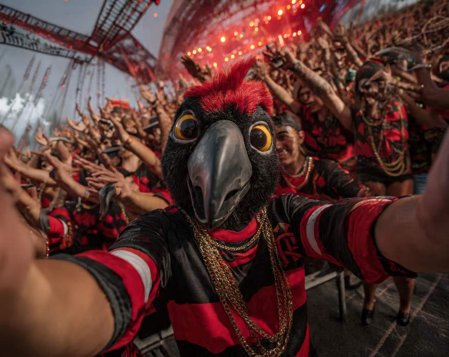 Selfie do urubu com a torcida, criação de torcedor com Meta AI