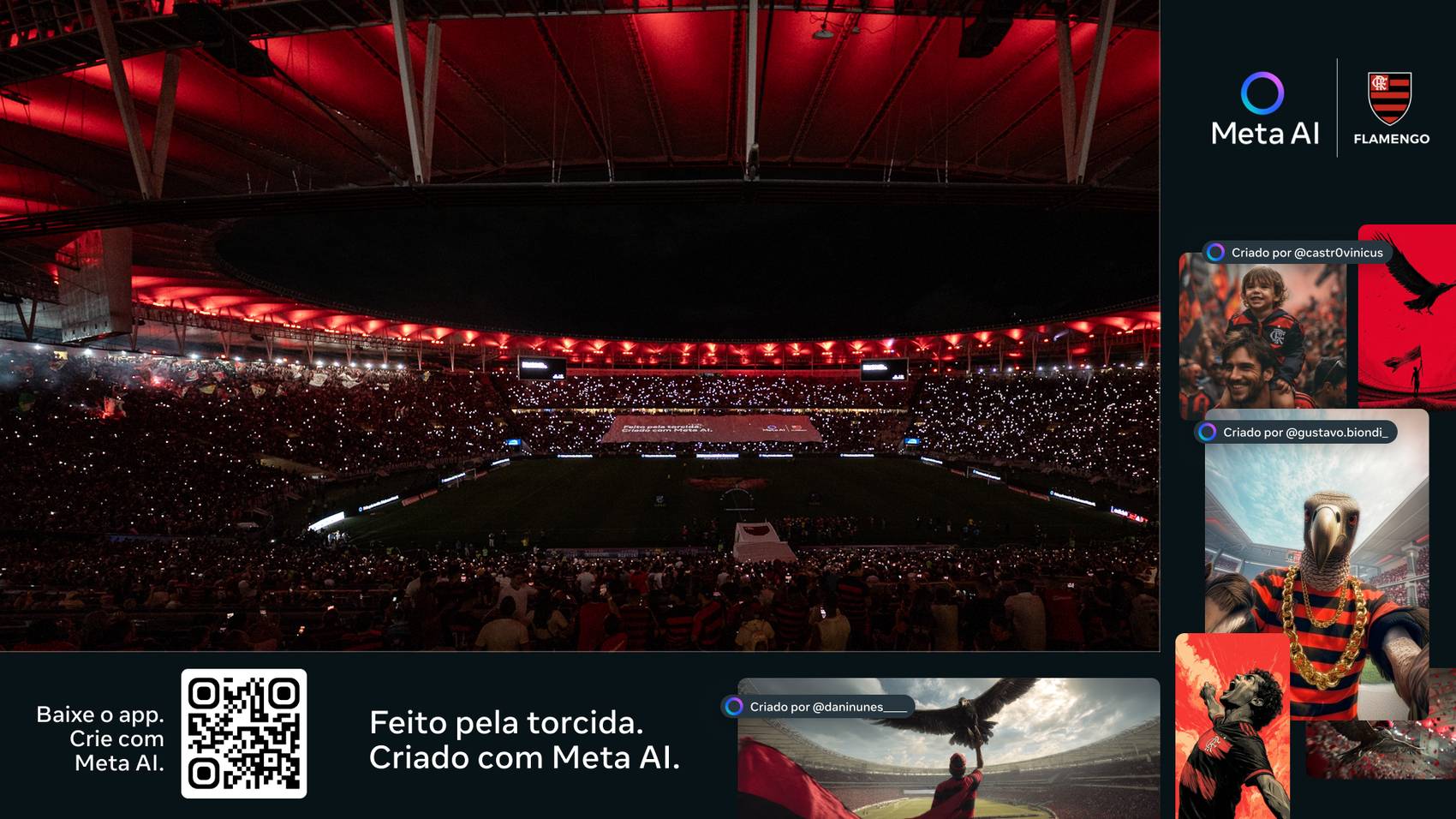 Transmissão da FlaTV com a moldura de criações da torcida